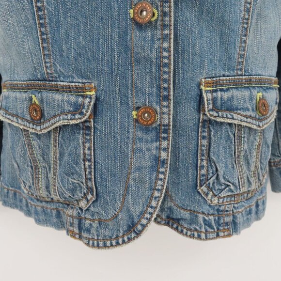 DKNY Jeans Women Small Blue Denim Jean Jacket Collar Button Pockets Cotton Y2K - Picture 3 of 10